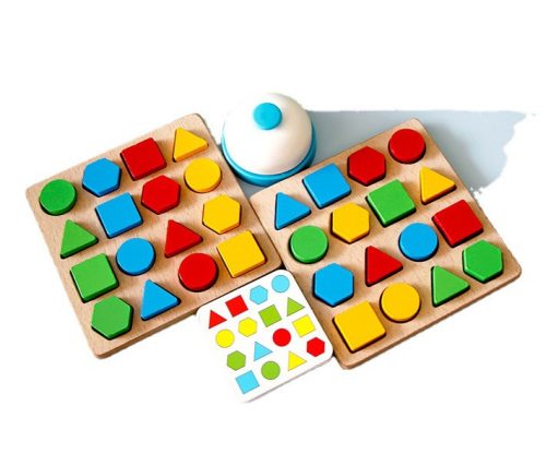 Montessori Geometriai Formaillesztő Tábla - Kétszemélyes Logikai Játék (FJ)